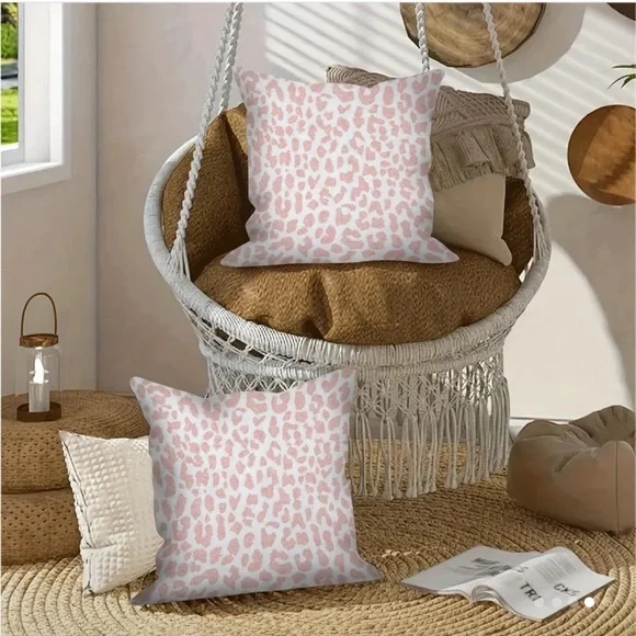 2 Pack Pink Leopard Print Accent Pillow Covers Only (Please see all pictures) - Picture 5 of 9